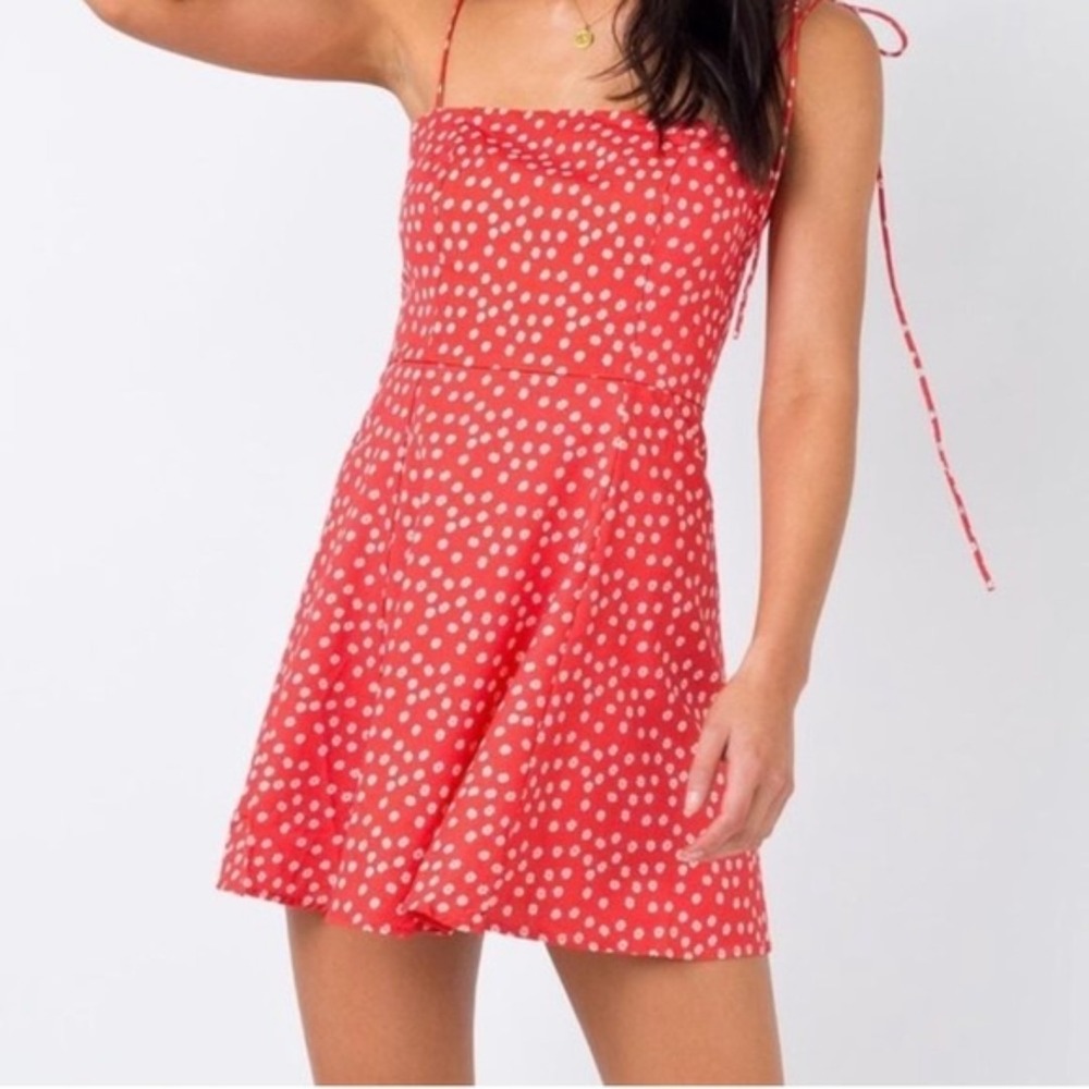 Princess Polly Westwood Valley Red Floral Daisy Tie Strap‎ Mini Dress